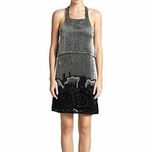 PARKER Silver/Black Embellished Beaded Dress